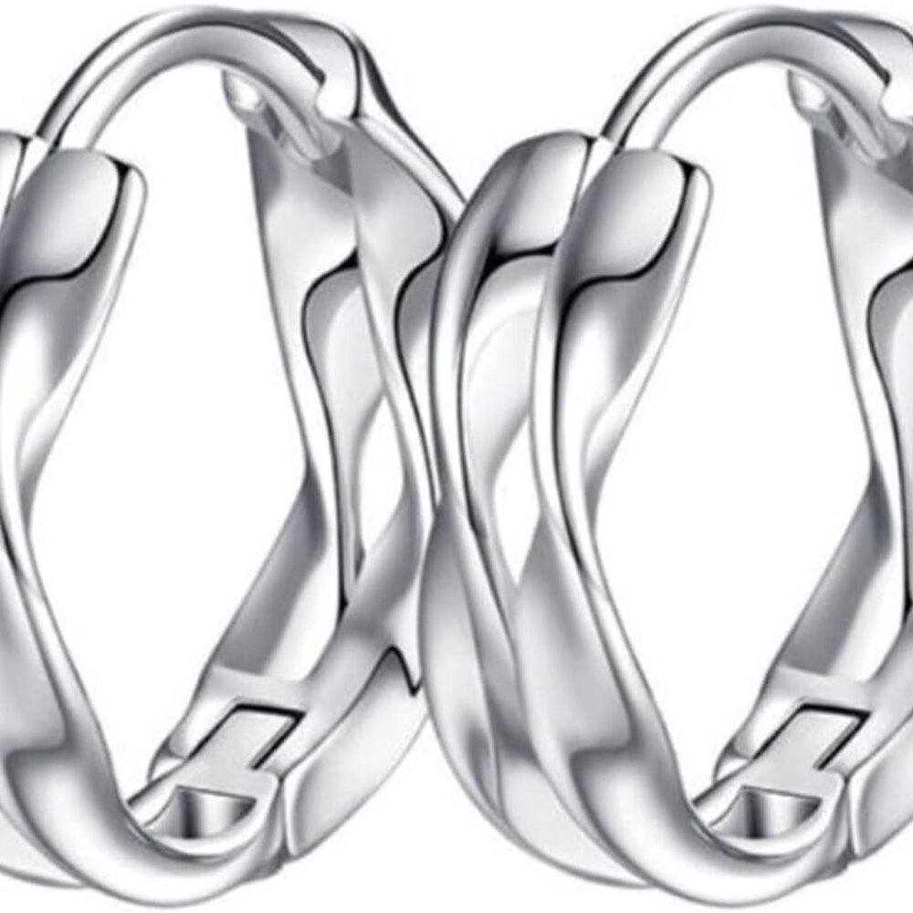 Men's Earring Hoop 925 Sterling Silver Hoop For Men Round Huggie Mens Hoops Earr